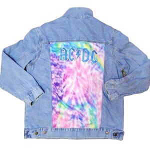 AC/DC Blue Jean Jacket with Tie-Dye Back